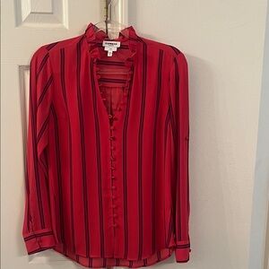 Express Vibrant Red and Blue Striped Blouse